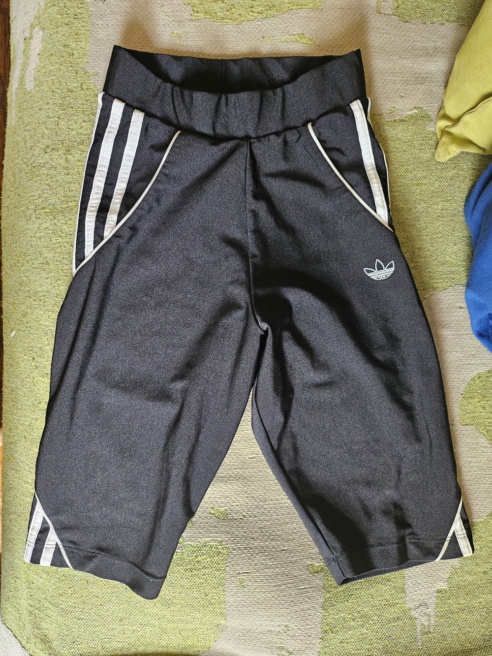 adidas Black Capri Joggers with White Stripe Accents